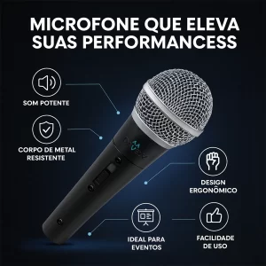 Microfone dinâmico estilo SM58 com fio profissional, canto, Gravação Vocal